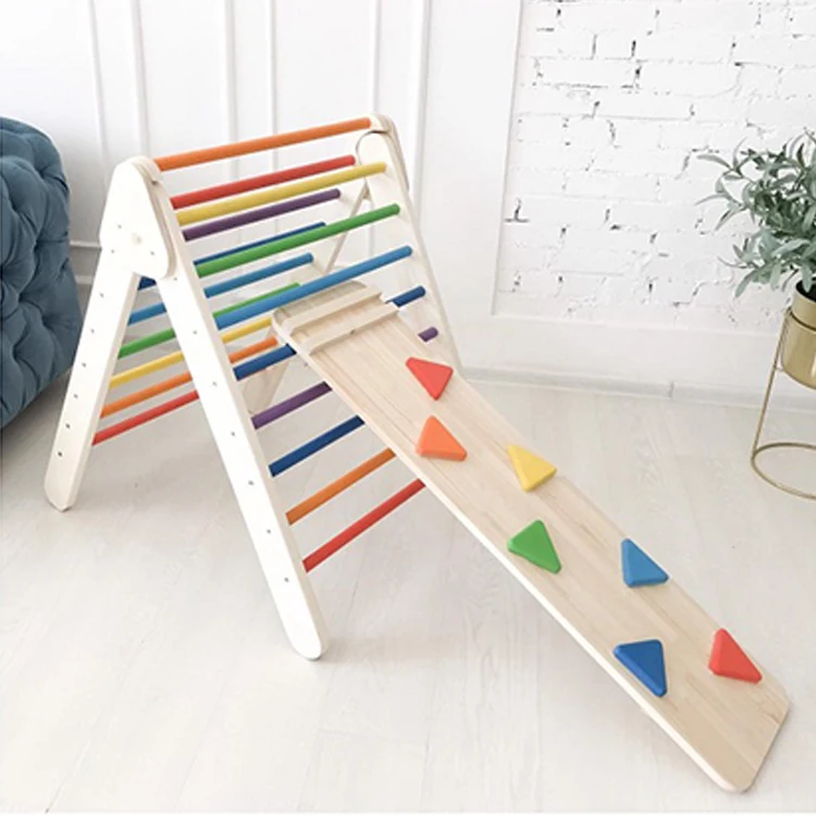 

XIHA Pikler Triangle Foldable Wooden Climbing Ladders Toys Climb Game Indoor Climbing Arch And Ramp Frame For Children, Natural or colored