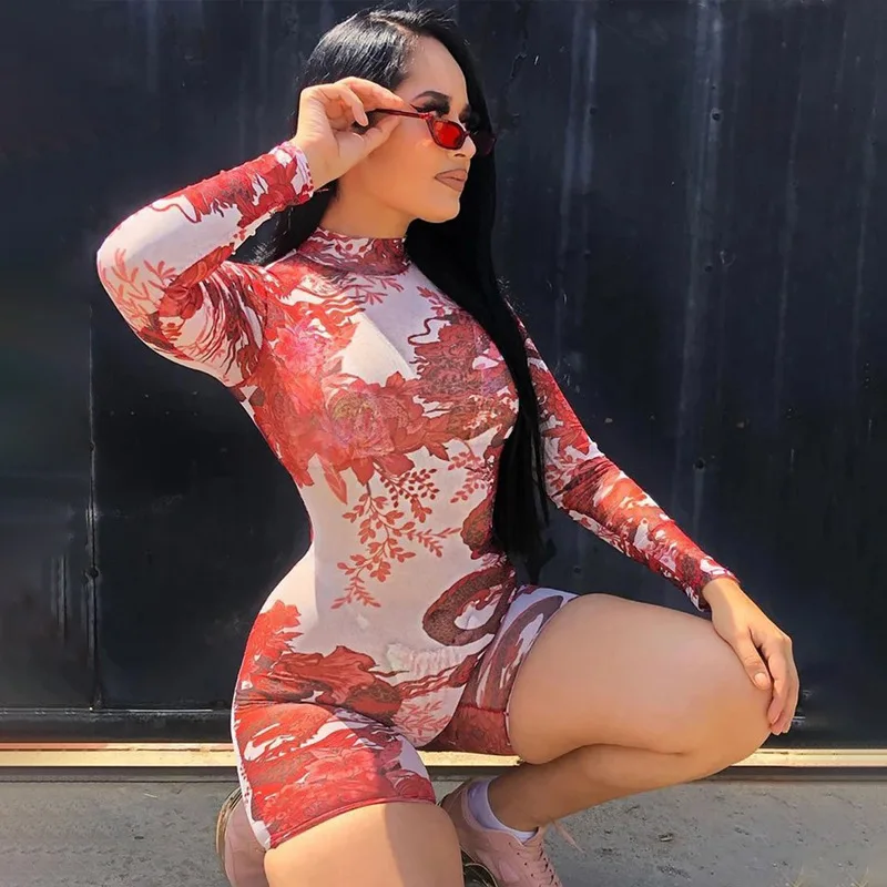 

S3125A See through mesh rompers sexy women jumpsuits