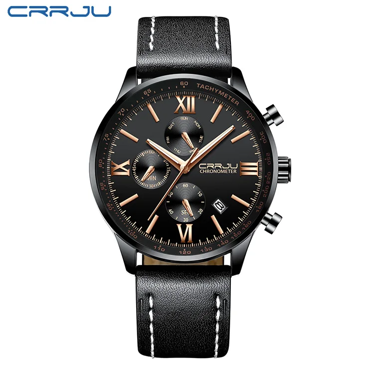 

Alibaba online shopping high quality waterproof luxury genuine leather man quartz watch, 6 colors