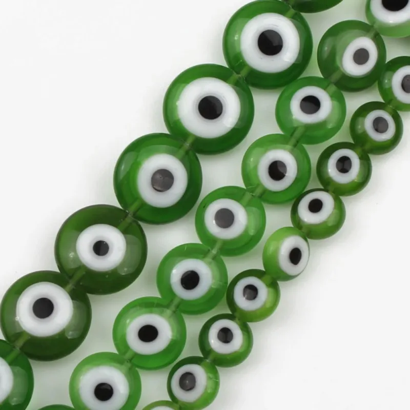 

Wholesale Green Round Flat Lampwork Glazed Evil Glass Eye Spacer Beads for Jewelry Making Diy