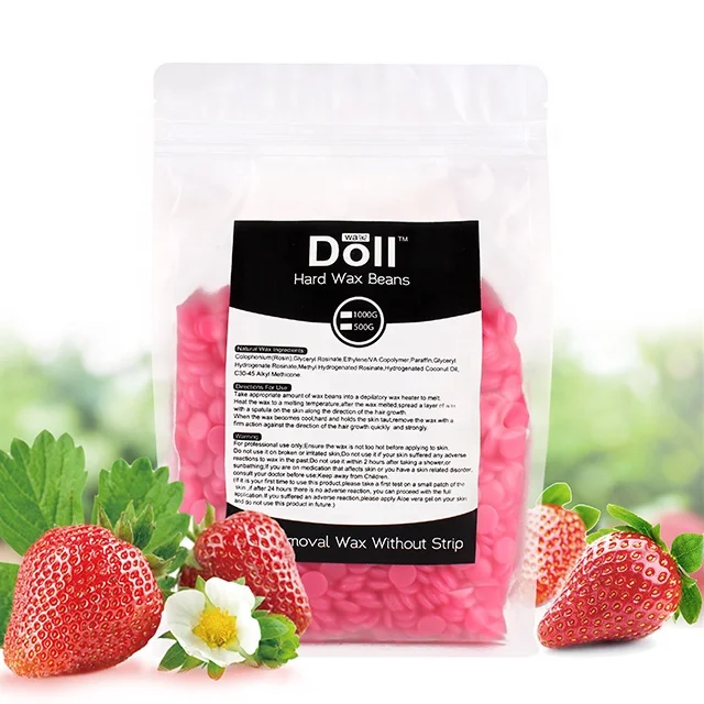 

Private label 1kg Strawberry Flavor Red Wax Beans Deep Hair Removal depilatory hair removal hard wax beans beauty salon quality