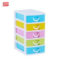 

colorful 5-layers save space plastic drawers box for tabletop