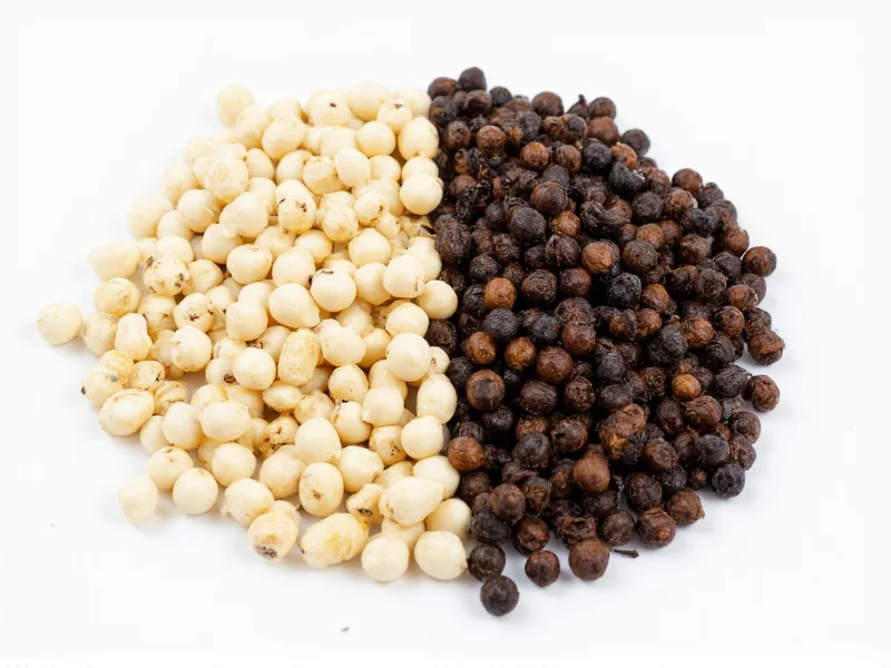 white pepper and black pepper