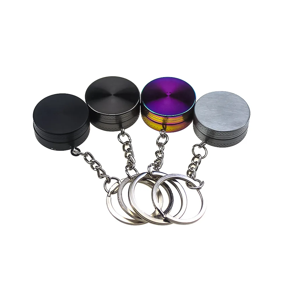 

Portable Zinc Alloy  2-layer Cigarette Grinder With Keychain, Picture