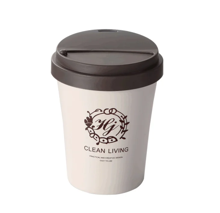 

Coffee-cup Type Desktop Trash Can For Home Mini Office Desktop Small Trash Bin With Lid, 3 colors