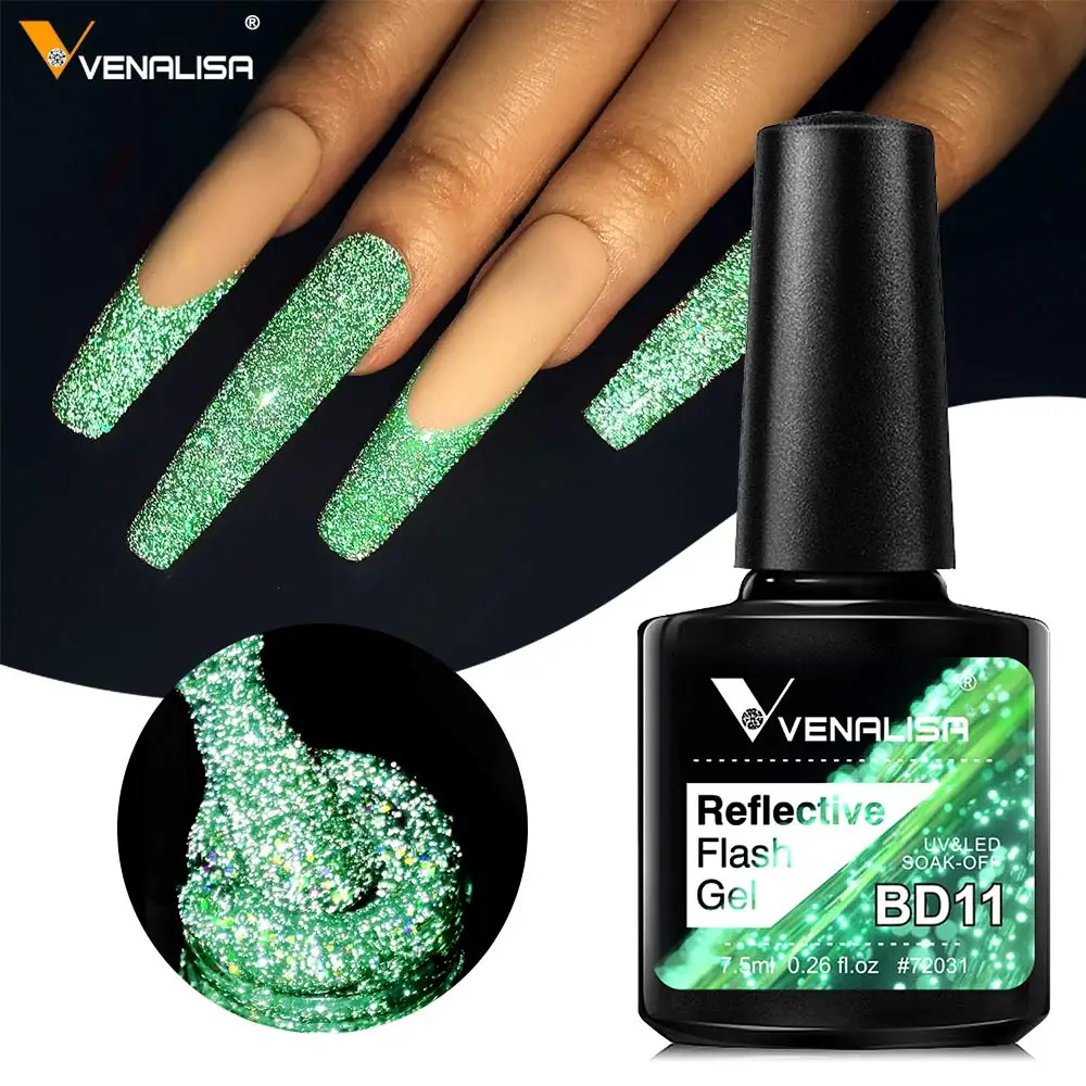 Venalisa New Product  7.5ml Reflective Neon Color Disco Nail Ar Gel 12 Colors Diamond Glitter UV Nail Polish Gel