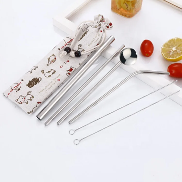 
Reamazing Hot selling Custom Logo Reusable 304 Metal Stainless Steel Straw Set in box 