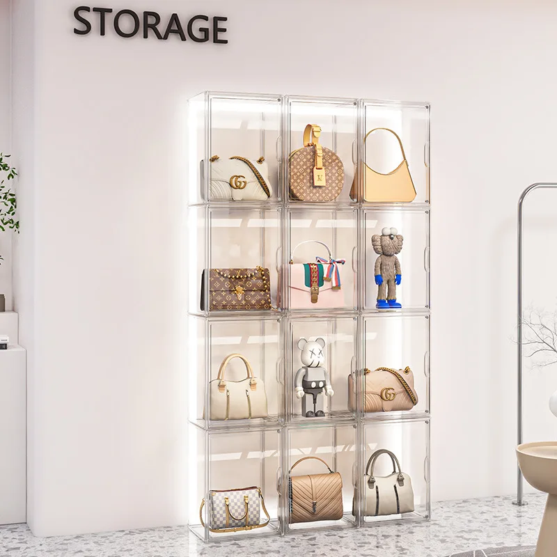 

Foldable Dustproof Large Capacity Showcase Display Box Handbag Magnetic Door Storage Organizer