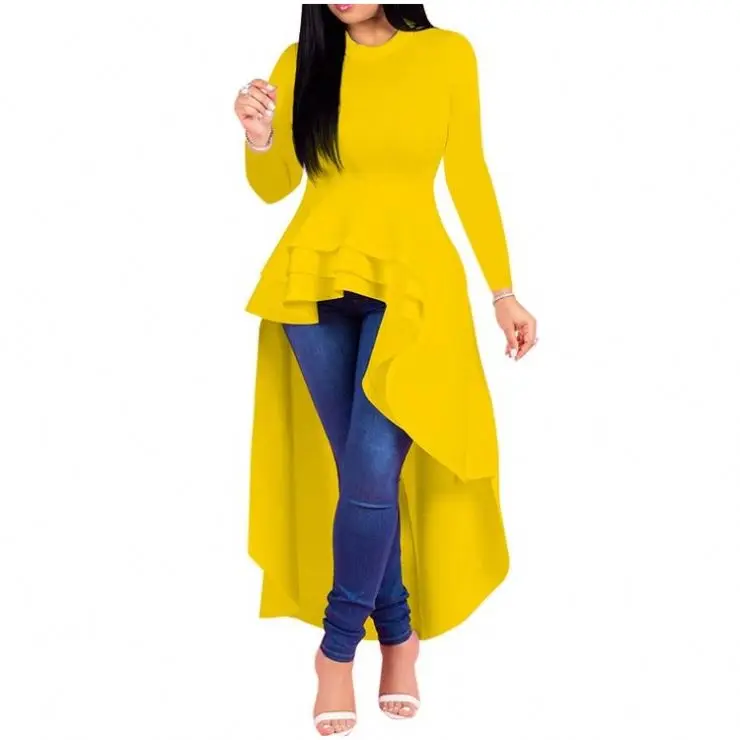 

2019 Boutique Clothing Occassional Long Sleeve High Low Top Casual Cloth