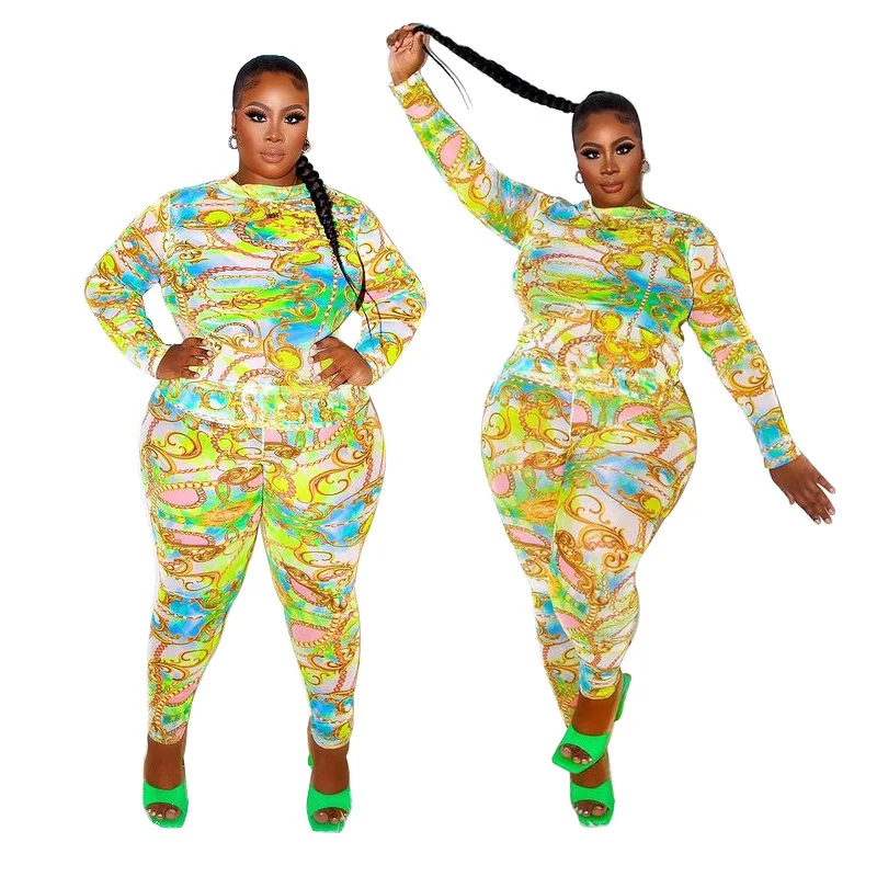 

YUNJING Plus Size Women Suit Long Sleeve Winter 2 Piece Casual Sets, Yellow