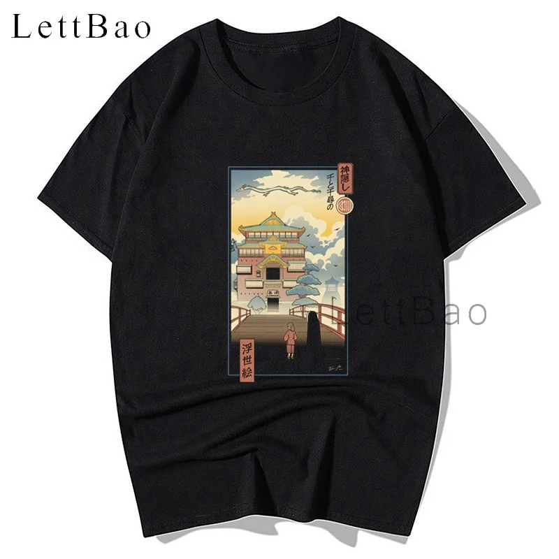 

2021 New Oversized T-shirt Anime UKIYO-E SPIRITS NEKO RAMEN TIGER Cotton Men Hip Hop Tshirt Printed Men's Clothing