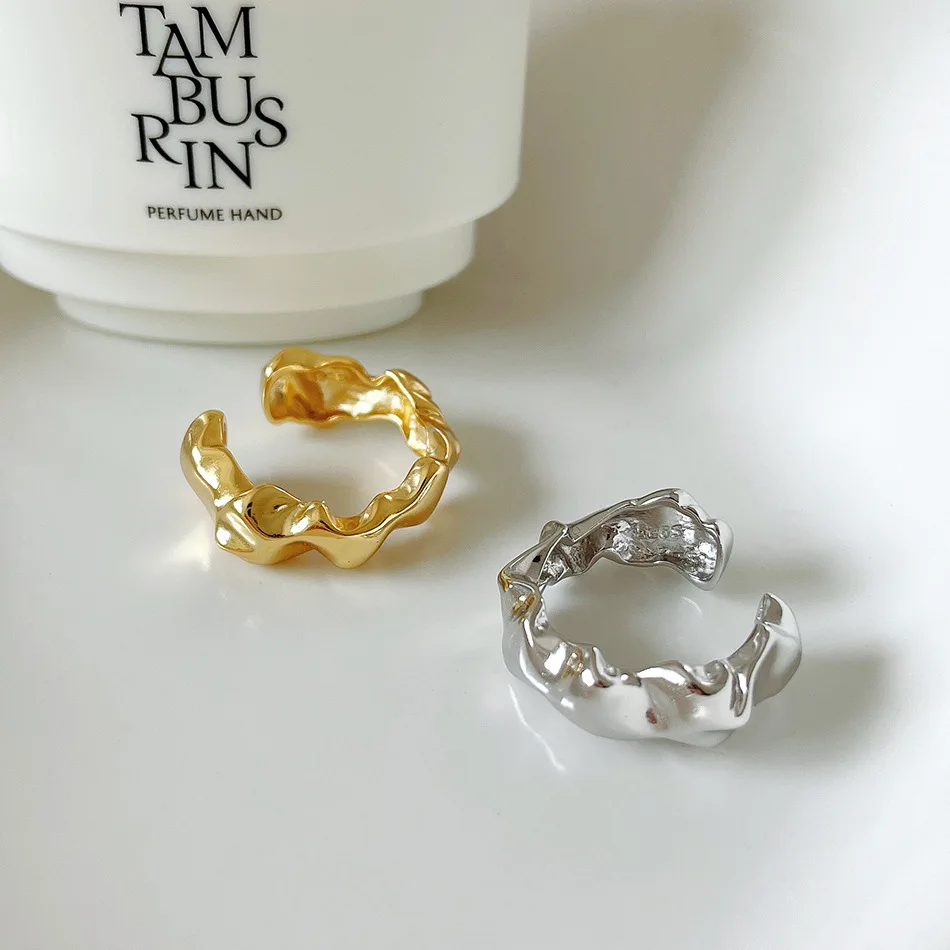 

VIANRLA 925 sterling silver trendy uneven 18k gold adjustable women rings