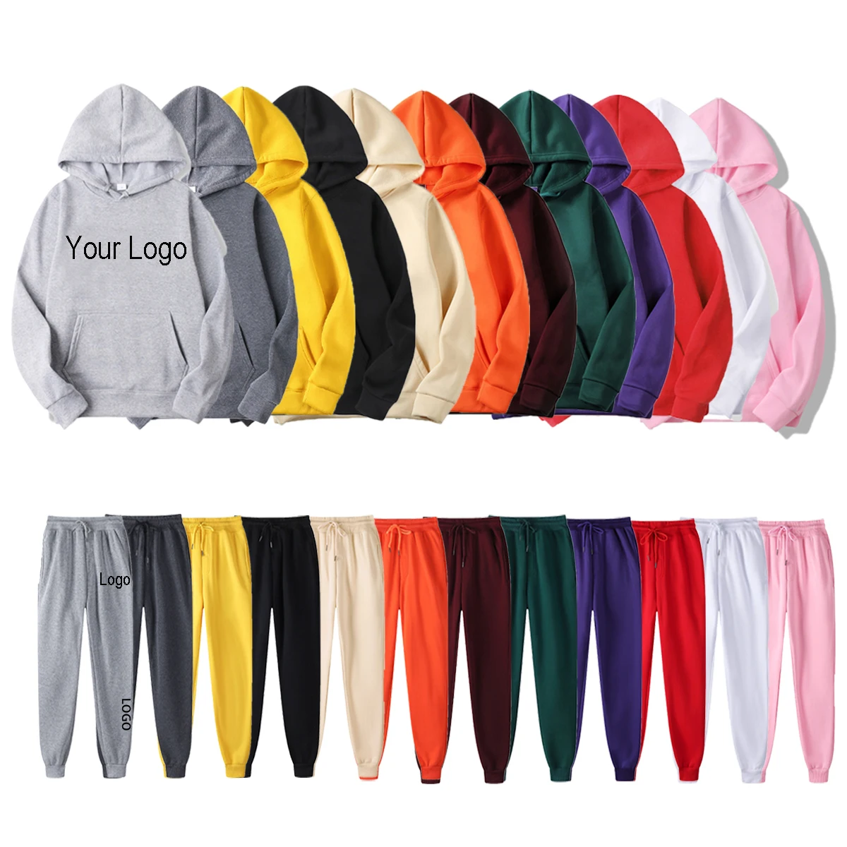 

custom sweatshirt pullover couple oversized hoodie and jogger set pants men tracksuit hoodies set