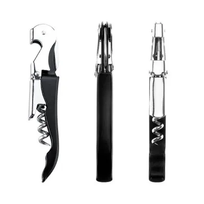

P1344 Multi-function Wine Knife Pull Tap Double Hinged Corkscrew Stainless Steel Bottle Opener, Color