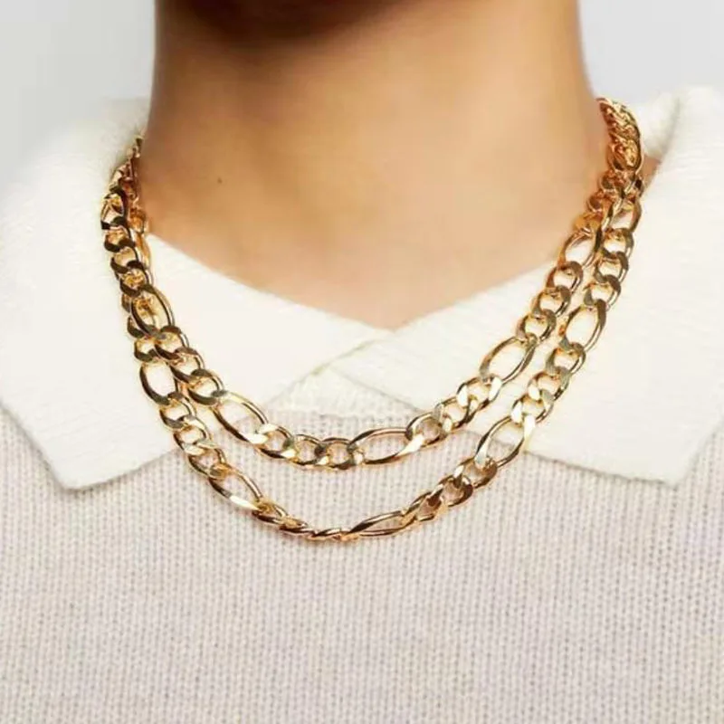 

Halskett Shopping Online Personalized 10MM Jewelry 18K Gold Plated Chunky Figaro Chain Choker Necklace 2021 Trendy Jewelry