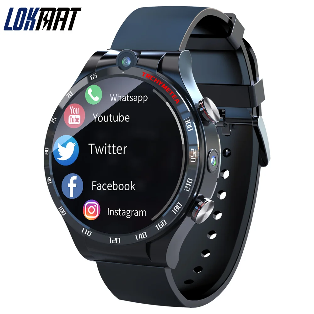 

LOKMAT APPLLP 4 Smart Watch Phone GPS Wifi Dual Camera 4GB+128GB Full Round Touch screen 4G Android Smartwatch