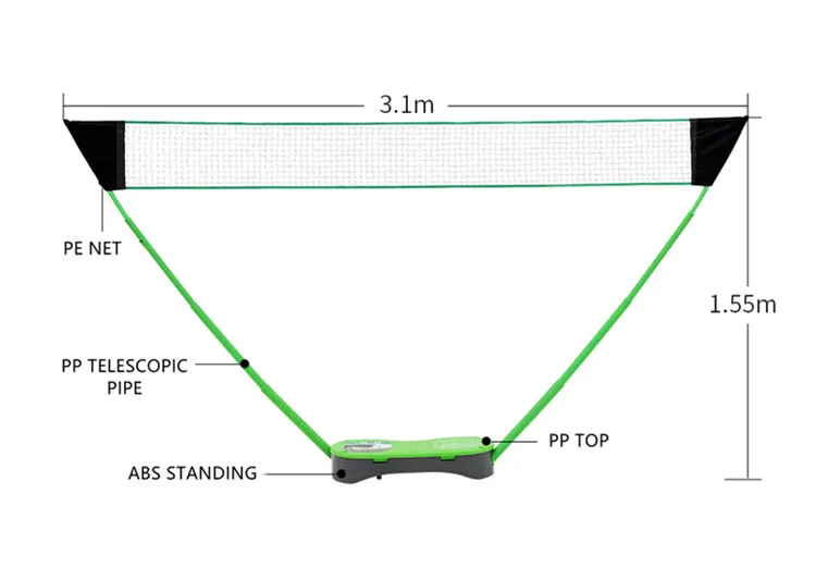 Factory Oem Portable Badminton Net Stand Set Outdoor Folding Adjustable