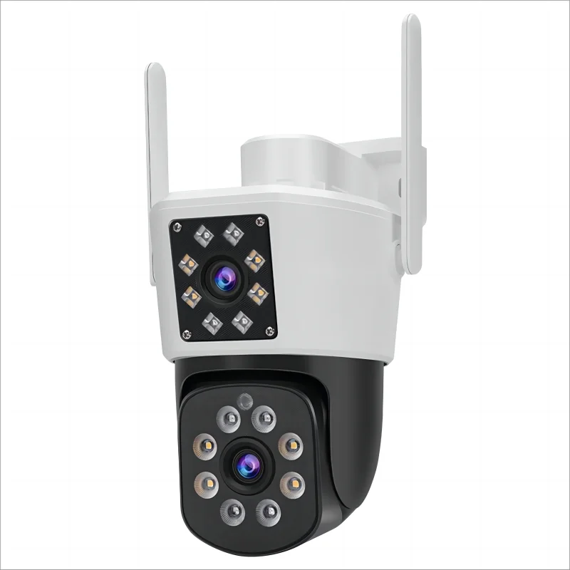 

Wifi PTZ IP Outdoor Color Night Vision Wireless Video CCTV Dual Lens Dual Screens Spotlight Security 2K Surveillance Camera