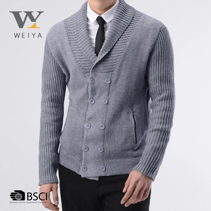 MOQ 2PCS v neck cardigan men's clothing sweater with pockets