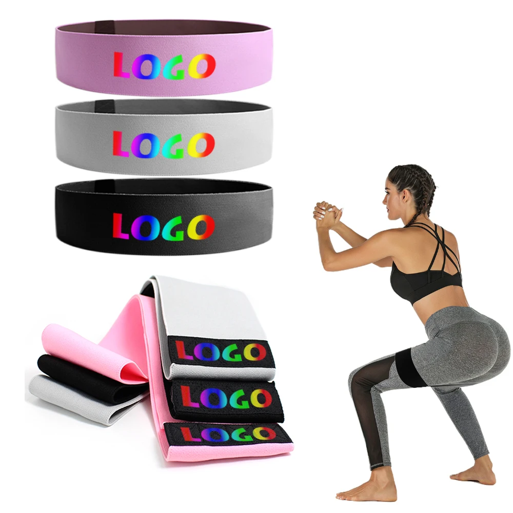 

Latest Customized jacquard Logo nylon hip circle fabric fitness resistance band, Customized color