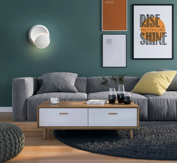 modern creative iron black white hole design nodic bedroom round moon led wall lamp