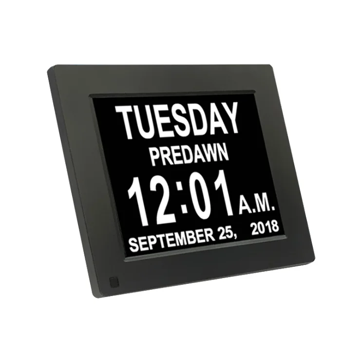 

8inch LCD screen memory loss digital calendar day clock for elderly, White and black,other