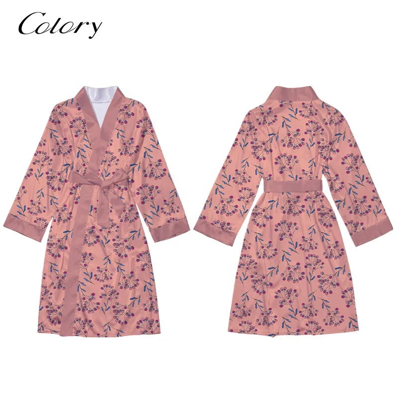 

Colory Women's Floral Silk Kimono Robes Bridesmaid Satin Robes Wedding Party Sleepwear, Customized color