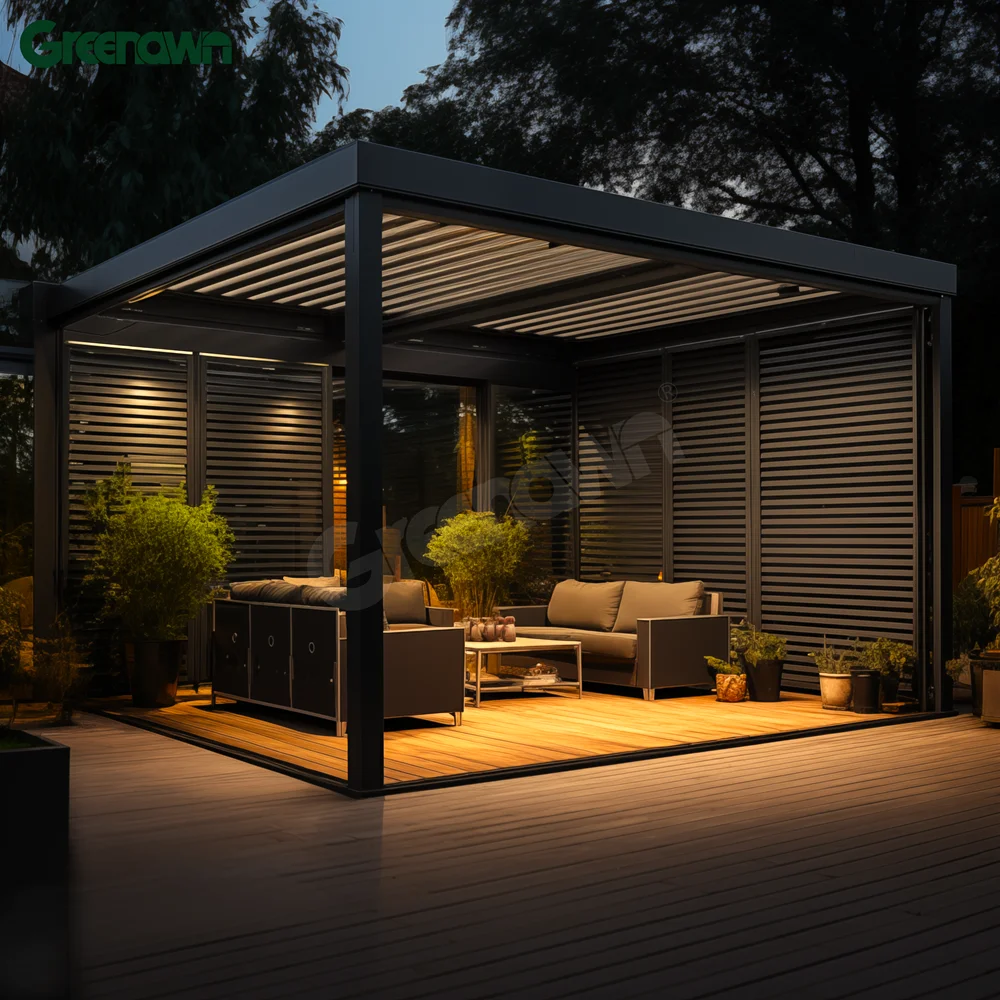 

Luxury Modern Outdoor Pergola Aluminium Waterproof Louver Roof Bioclimatic Pergola Metal Garden Louvered Pergola