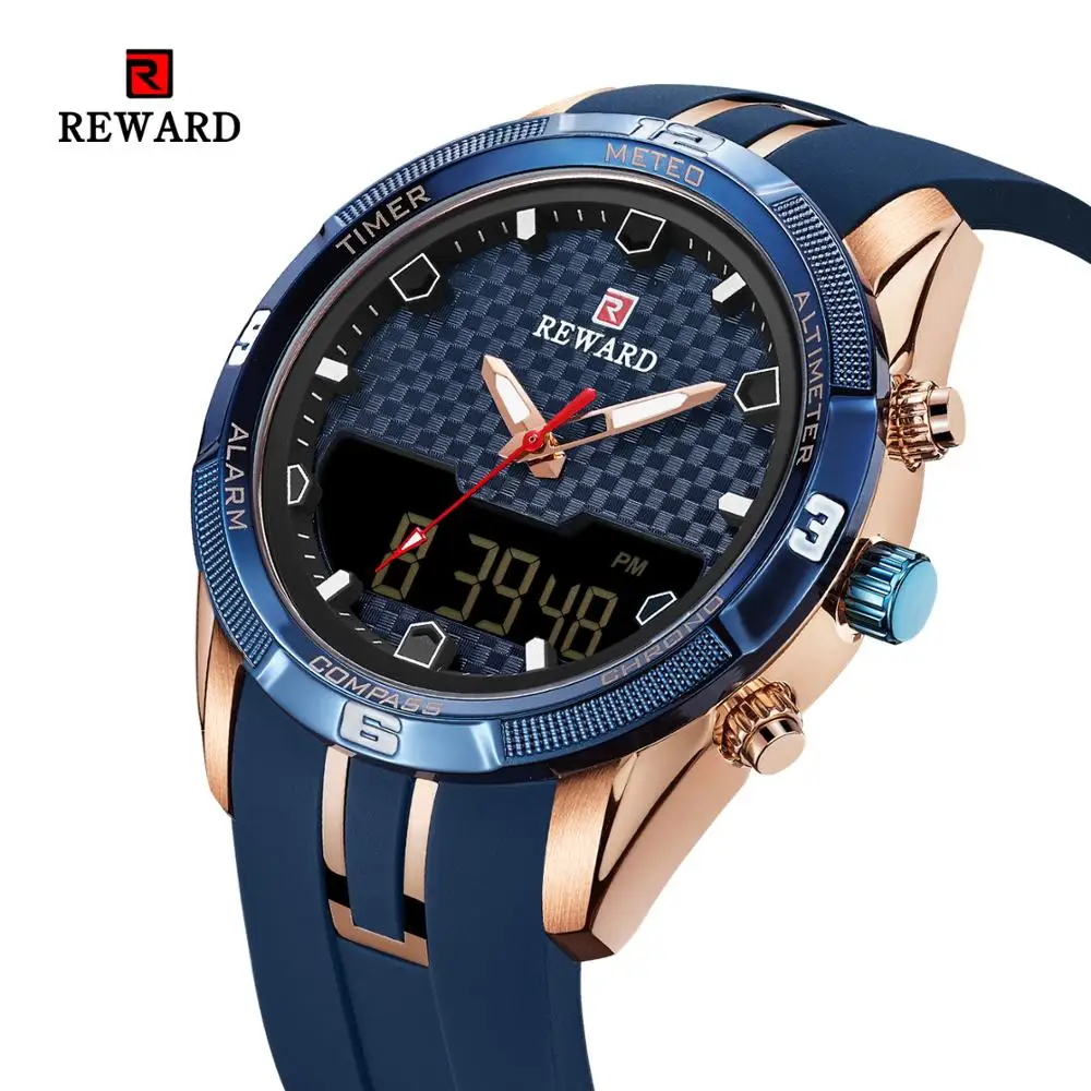 

Factory direct REWARD RD63095M waterproof LED watch silicone double movement digital electronic men's sports watch fast delivery