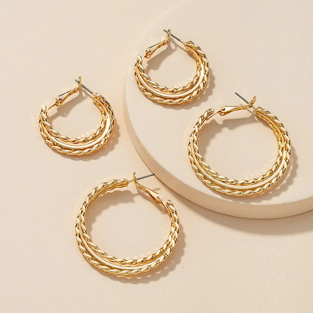 

Women fashion accessories alibaba-online-shopping gold plated twisted rope metal hoop earrings for women 2021