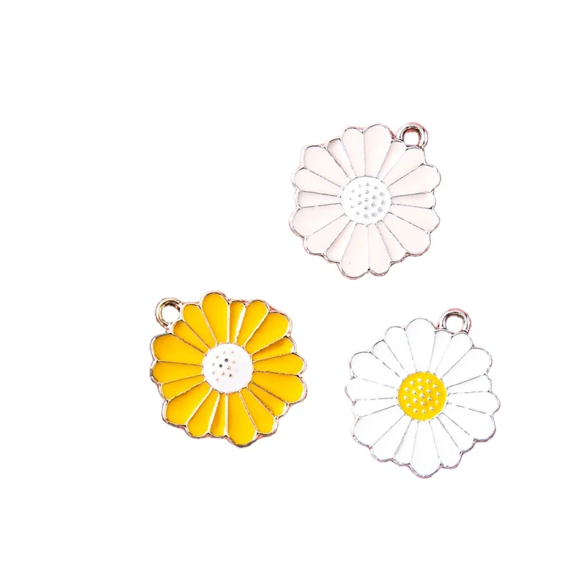

Hobbyworker Alloy Drop Glaze Daisy Flower Charms Pendant For Jewelry Making, Picture