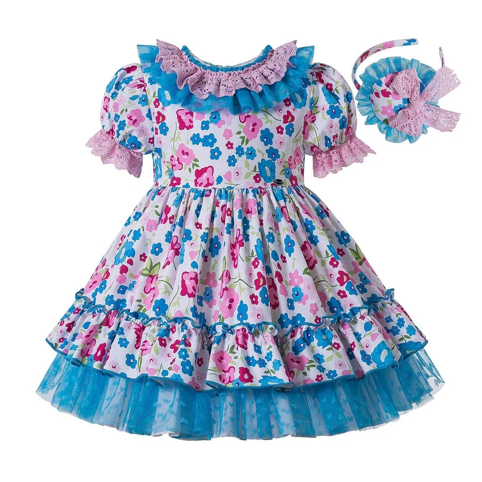 

2022 OEM Pettigirl New arrival Little Girls Dresses Beautiful Flower Double-layered Collar Party Dresses For Girls (Wholsale)