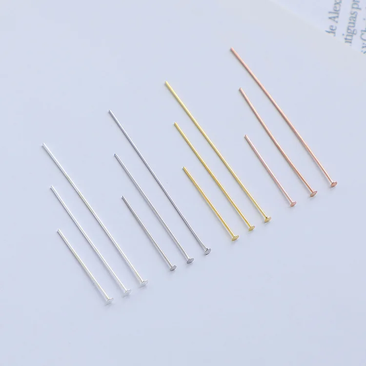 Hot Sale 925 Sterling Silver Gold Plating Minimalism 0.5mm Flat Head Pins For DIY Jewelry Making