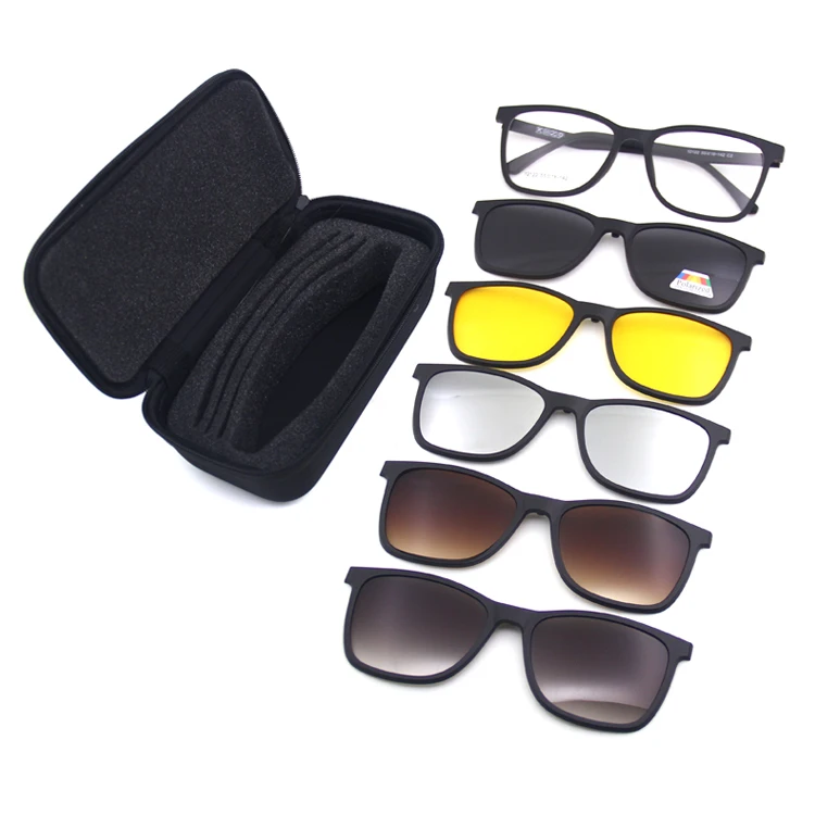 

High standard customized brand Ultem optical glasses 5 in 1 polarized clip on sunglasses
