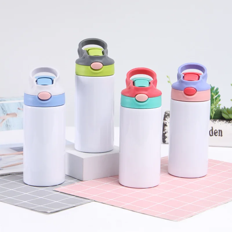 

12oz Sublimation Sippy Cup Sublimation Blanks Vacuum Insulated Kids Tumbler Water Bottles, Customized color