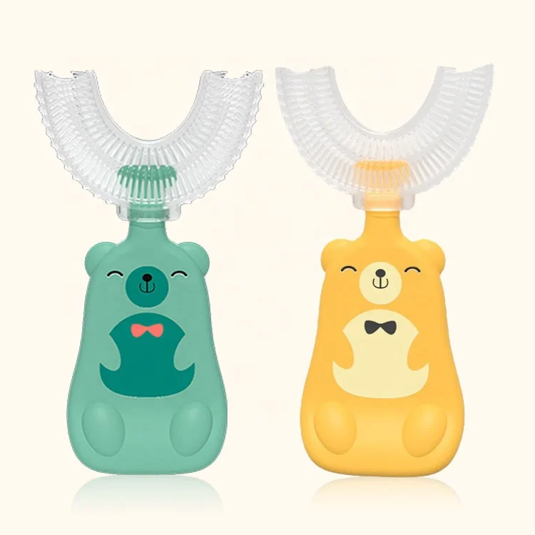 

Manual Bpa Free Food Grade Soft Silicone kids toothbrush u-shape 360 baby toothbrush, Customized color