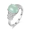 USPS Shipping 925 Silver Oval Cut Natural Jadeite Ring Wedding Promise Anniversary Gemstone Jewelry for Women FJ034