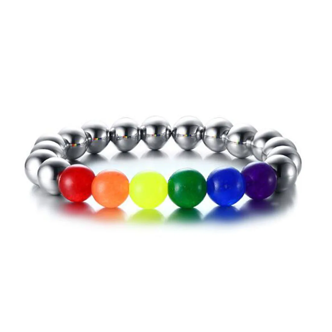

BRJSF00163 Mens Womens LGBT Colorful Raibow Gay Pride Chakra Healing Balancing Bracelet