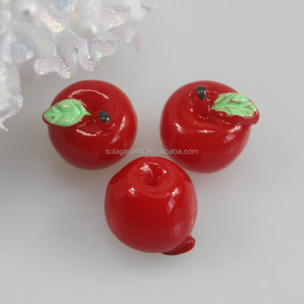 

New Charm Red Fruits Shaped 3D Beads Resin Cabochon Simulation Food 100pcs/bag Kids DIY Craft Decor Beads, As picture