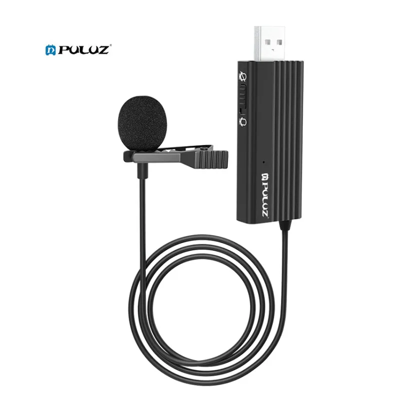 

New Arrival PULUZ USB Clip-on Lavalier Wired Lapel Mic Recording Silent Condenser Microphone