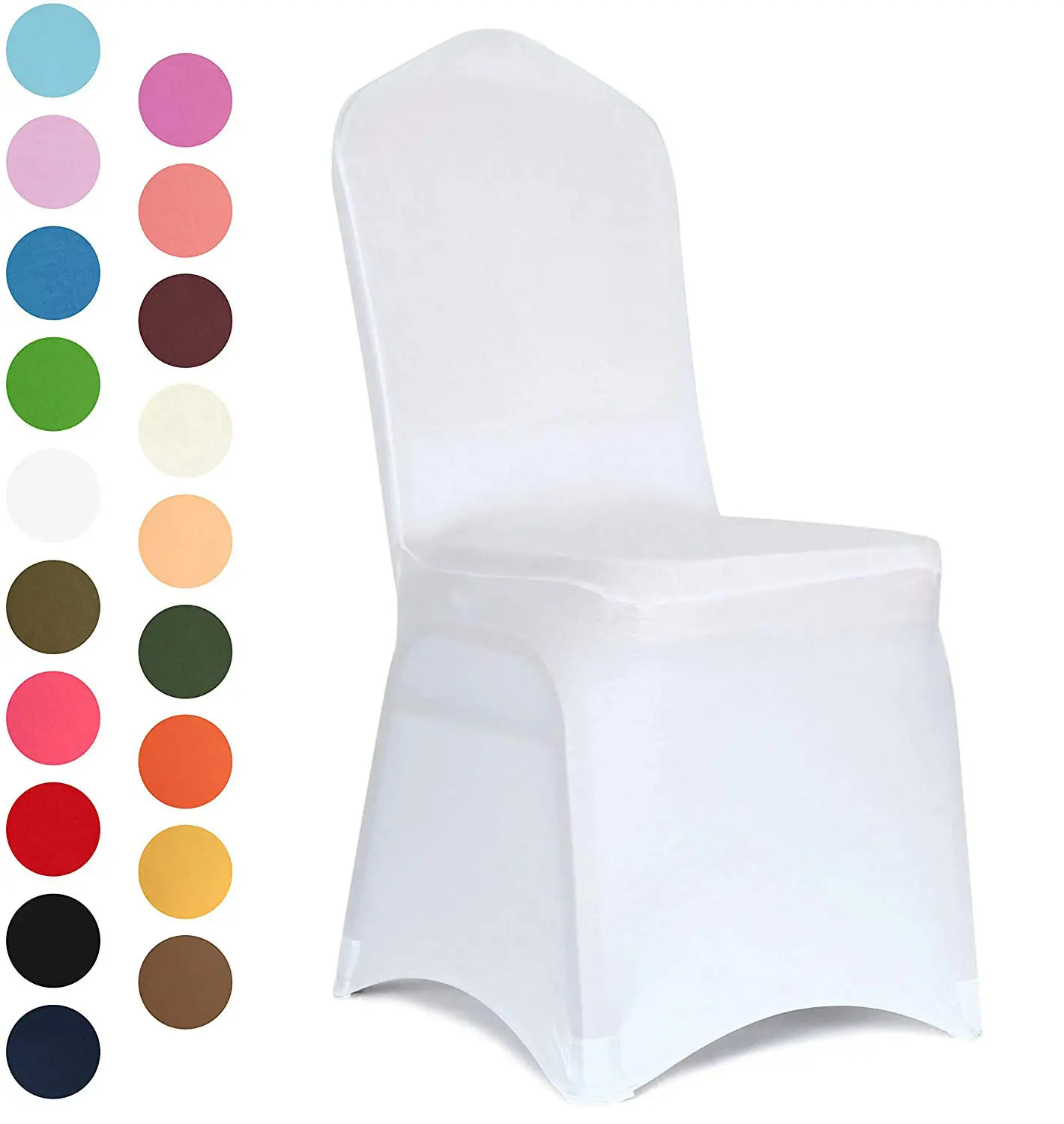 50Pcs White Polyester Stretch Washable Chair Covers for Wedding Banquet Party Events with Spandex