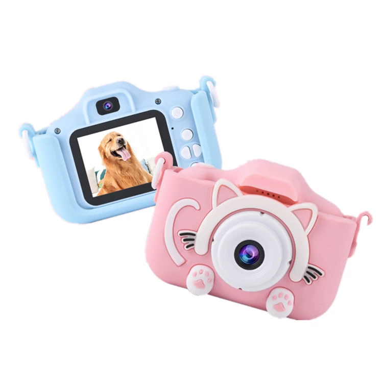 

CP Tech Children Digital Camera LCD Mini Cartoon Toy Camera Cat Digital Kids Gifts Gaming DV Camera Photo Stickers, Pink, blue