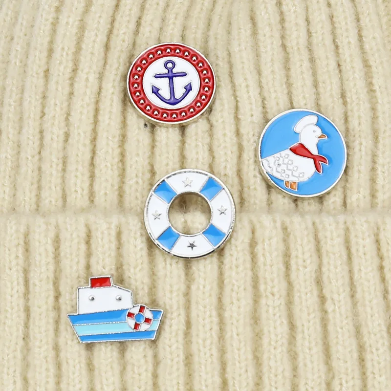 

Creative sweet cartoon lifebuoy duck brooch clothing accessories navy sailboat anchor ship collar pin