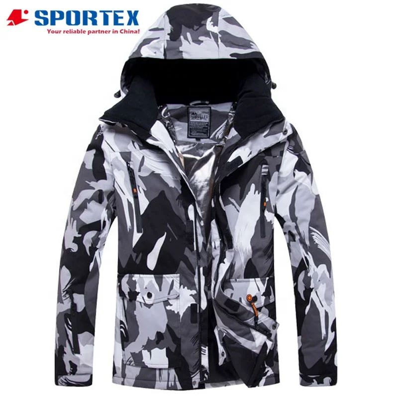 Wholesale waterproof allover print ski jacket, mens ski wear, ski clothes for men