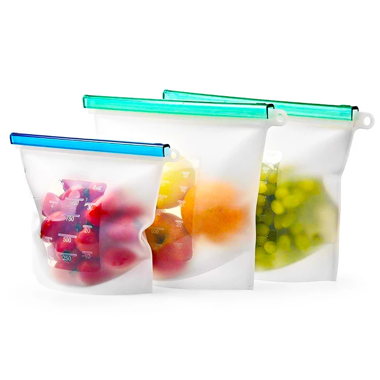 

Free Sample 16.9/33.8/50.7/101.5/135.3 Oz Top Kitchen Tools Fresh Reusable Silicone Containers Fresh Food Storage Bags