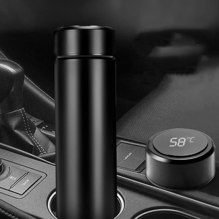 

Hot Selling Smart Double Wall Stainless Steel Vacuum Water Bottle With Temperature Display, Black