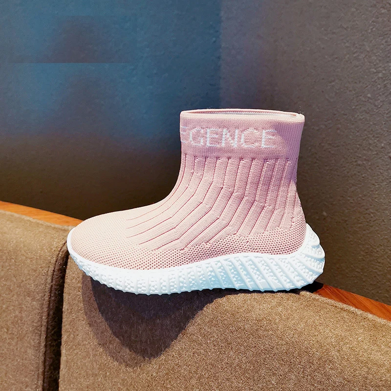 

Girls boots fashion sneakers shoes ankle boots soccer flat knitting sport children boots, Pink
