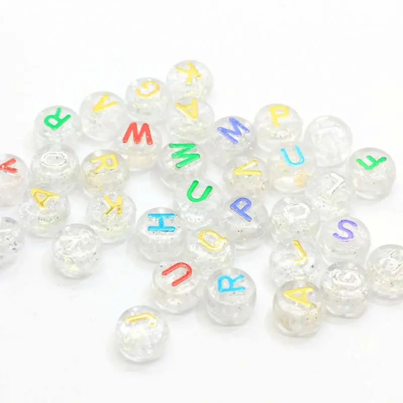 
Multicolor Alphabet Letter Beads 10MM Translucent Glitter Acrylic Letter Beads Round Plastic Name Beads for Jewelry DIY  (62376648674)