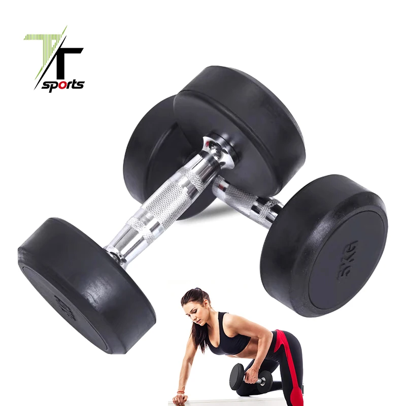 

TTSPORTS New Hex Rubber Dumbbell for Body Home Fitness Weight Loss Heavy Dumbbells Choose Weight, Black