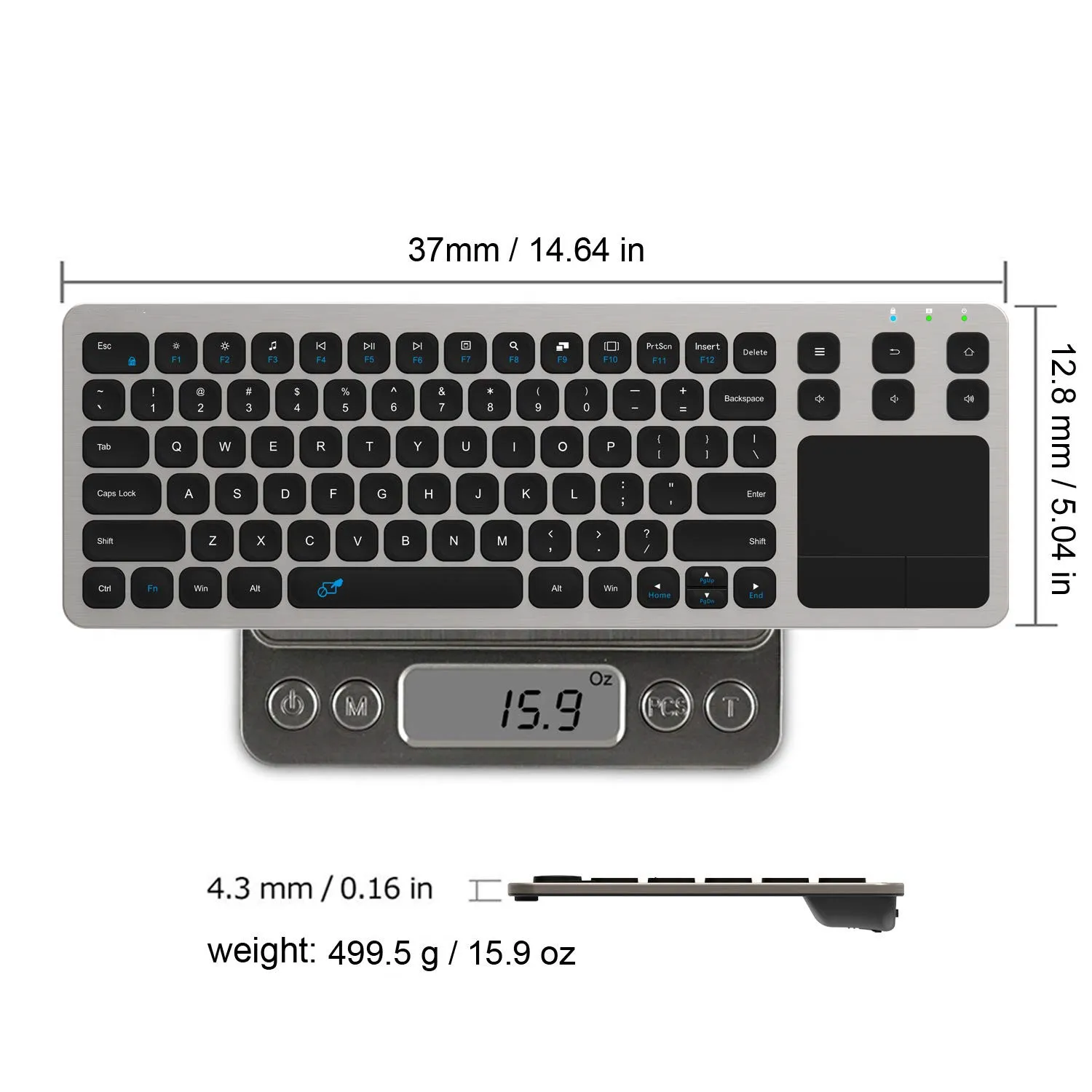 

Stainless Wireless Touch TV Keyboard with Easy Media Control Built-In Touchpad Mouse Solid Ultra Compact Full Size Keyboard